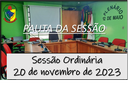  PAUTA DA SESSÃO ORDINÁRIA DO DIA 20 DE NOVEMBRO DE 2023      